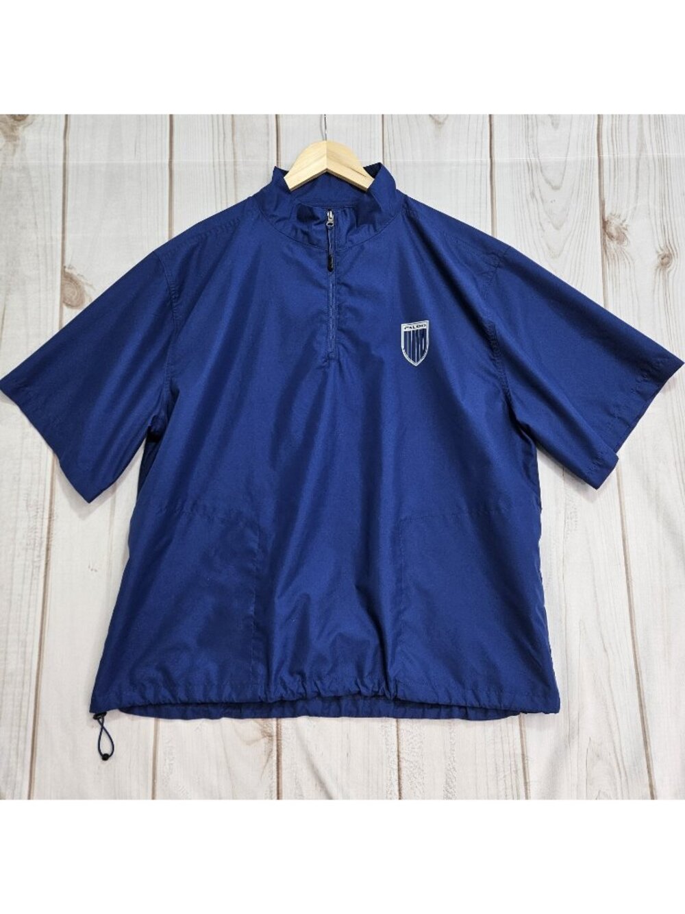 Nick Faldo Pullover Golf Jacket Mens XL Windbreaker Short Sleeve Pocket Blu Zip